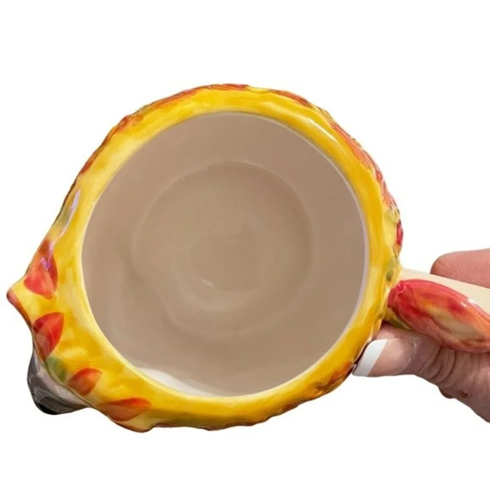 Pier 1 hedgehog handpainted dolomite mug nature animal cute morning tea coffee